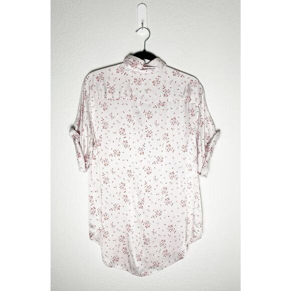 Frankies Bikinis Women's Fifi Silk Blend Cover Up Shirt Floral Sweet Rose Whimsy - Picture 3 of 6